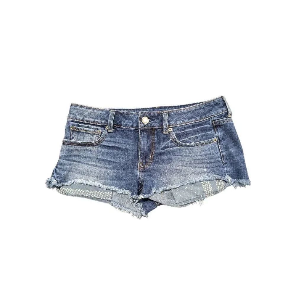 American Eagle Womens Shorts Raw Hem Star Pockets Denim Size 6